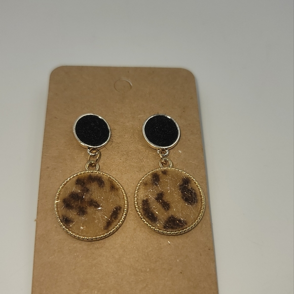 Fashion animal print round dangling earrings - Picture 5 of 5